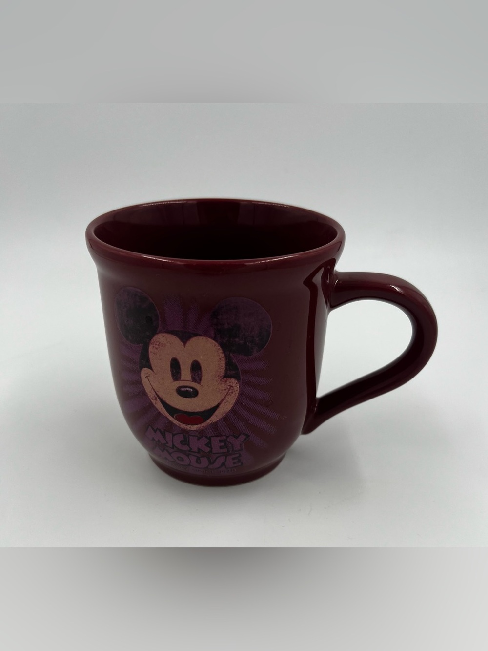 Disney Store Exclusive Mickey Mouse "Happy Since 1928" Maroon 16oz Ceramic Mug